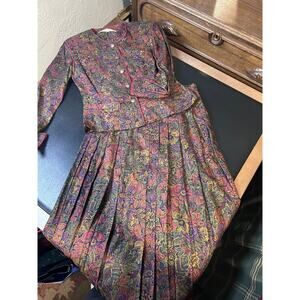 Vintage Nancy Johnson Paisley Skirt Set, Size 4P